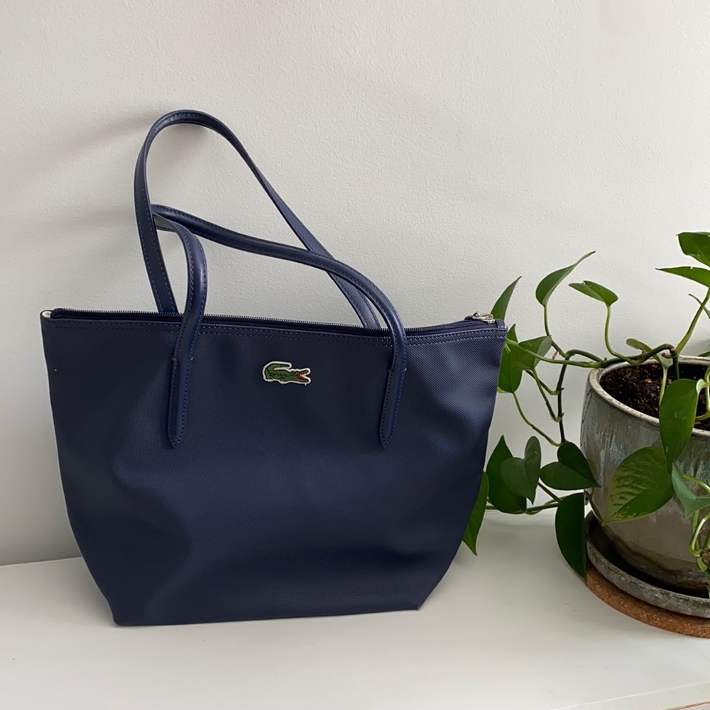 Lacoste Navy Blue Small Zip Tote